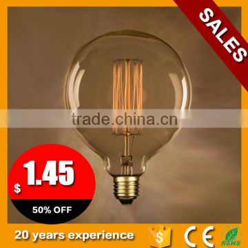 G40 clear glass E27 40W vintage edison light bulb with brass base                        
                                                                                Supplier's Choice