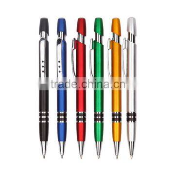 Click Plastic Ballpoint Pen with logo printing with 3 shiny rings