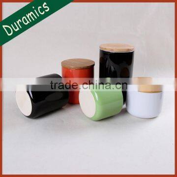 Colorful glazed tea coffee ceramic canister with lid