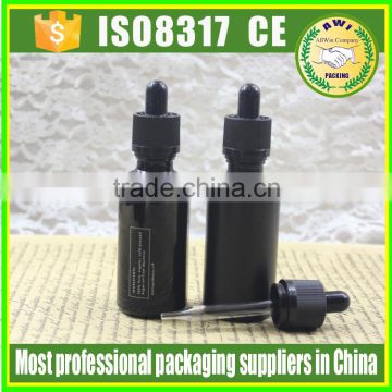 Screw Cap Sealing Type black frosted glass dropper bottle 15ml