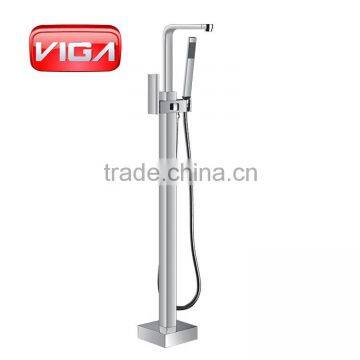 Traditional Bath Shower Mixer Dual Handles Floor Stand Faucet photo-4