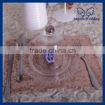 NP001B New elegant fancy wedding decoration handmade rose gold sequin table plate mat