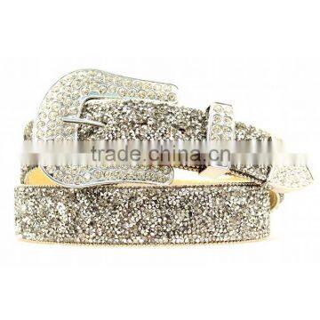 Fashion Cowgirl Womens Leather Clear Western Crystal Belts