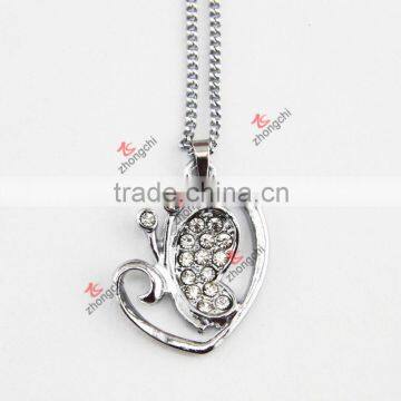 Metal butterfly charm necklace for girls