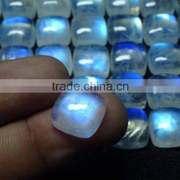 Beautifull Rainbow Moonstone 12x12mm Cushion Cut With Nice Blue Flash Natural Gemstone