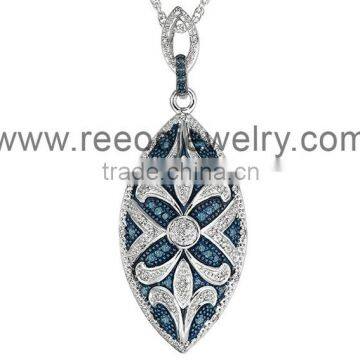 Fleur de lis silver necklace with sapphire