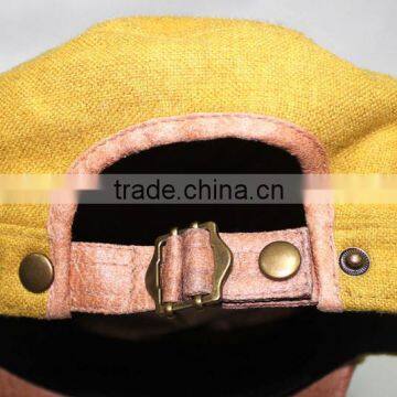 High Quality Woolen Cloth Leather Brim Flat Cap