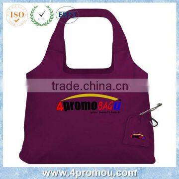 Packable shoulder tote bag & foldable shopping bag Purple & recycle folding bag resuable