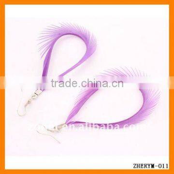 100% NEW Circle Shape Natrual Feather Earrings