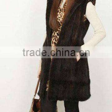 korean style knitted genuine mink fur vest K003