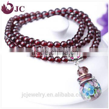 Fashion Natural Stone Garnet Bead Bracelet Essential Oil Pendant Charm Elastic Bead Bracelet