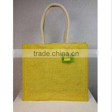 Yellow Padded Beach Shopping Burlap Jute Bag