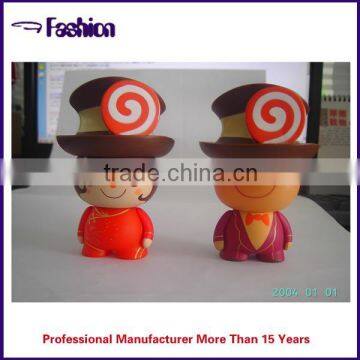 Cartoon 3D pvc figure toy with hand moving