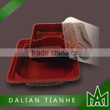 Black plastic microwave food container