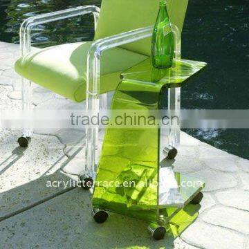 Frosted Perspex/Acrylic C shape rolling end table