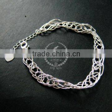 19cm silver plated brass faceted rhombic link fashion DIY bracelet supplies 1900068