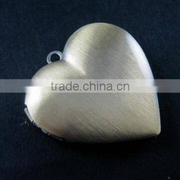 29mm vintage style antique bronze brass plain blank heart photo locket pendant charm DIY supplies 1131017