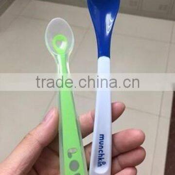 2016 New Design Assorted Colors Silicone Baby Spoons