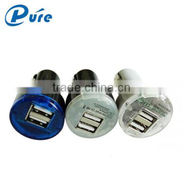 High Quality auto Universal dual USB car charger 5V 2.1A mini adapter with indication light