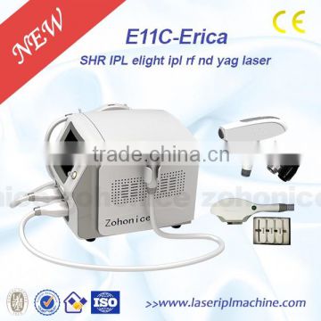 new ipl OPT e-light hair removal & nd yag laser tattoo removal multifuctional machine E11c