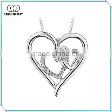 Mother's Day Gift 925 sterling silver triple heart pendant