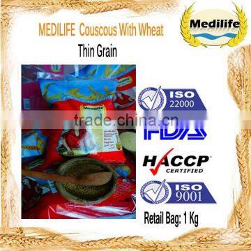 Thin Grain Couscous, Durum Wheat Semolina Flour Couscous, Couscous Bag 1 Kg.