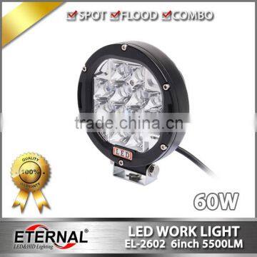60W Work Light Driving Lamp Round for 4x4 Jeep Offroad Hummer SUV ATV Bumper High Power Led Driving Light Spot Lamp photo-3