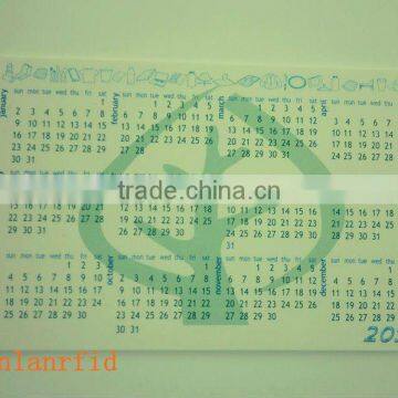 CMYK offset print PLA smart card,used as calendar