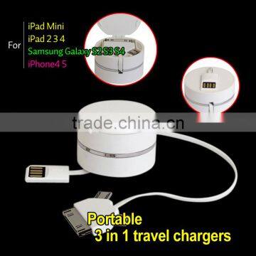 3 in 1 USB Retractable Cable Charger Adapter 10 in 1 multi usb charger usb car charger/usb home wall charger AC adapter 3in1