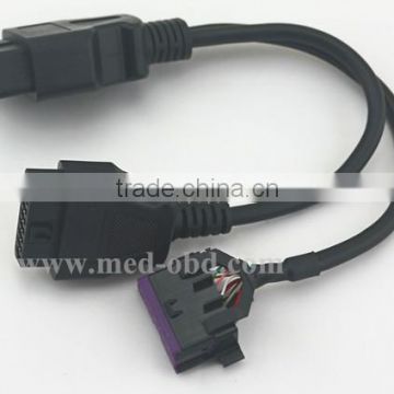 Assembled J1962 M connector to 2 J1962 F connector, 1ft OBD2 Splitter Y Cable,