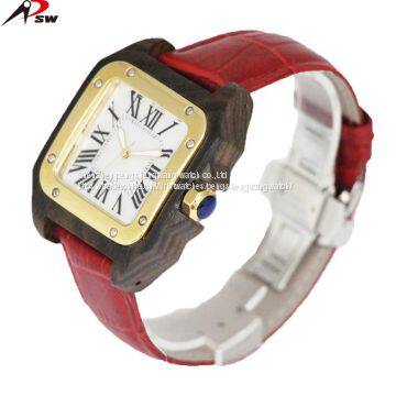 Luxury Men Watch Square Watches Case Stainless Steel Wooden Watch With Butterfly Buckle photo-3