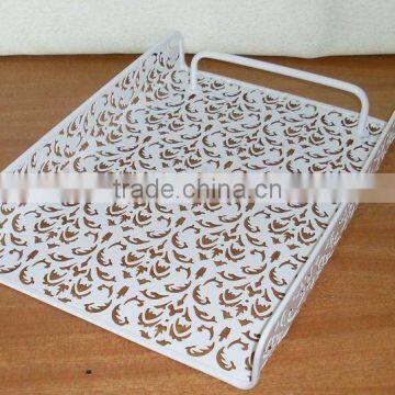 flower carved metal document tray/ file holder