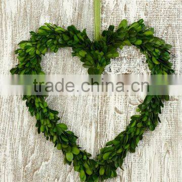 Preserved Green Boxwood Heart With Silk Bowknot for Abroad Markets photo-3
