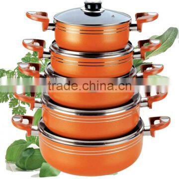 Aluminum casserole pot sets heavy cast 10pcs cookware sets aluminum non-stick cookware