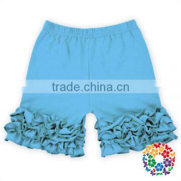 Top Selling Summer Kids Clothes Boutique Cotton Toddler Girls Blue Ruffled Shorts Children Ruffle Icing Shorts