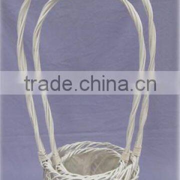 White Willow Flower Baskets With Handle and Liners photo-1