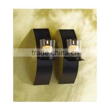Modern Art Candle Holder Black Metal Wall Sconce Candle Holder photo-5