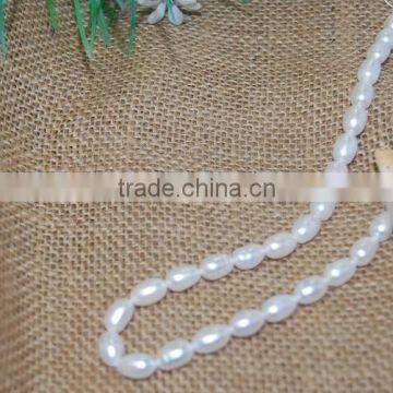 7-10 mm White Rice Shape Freshwater Pearl Strand photo-2