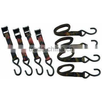 Camouflage Buckle Lock Tie Downs, 4 Piece cam buckle high quality tie downs