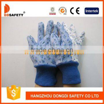 DDSAFETY 2017 Garden Cotton Glove Band Cuff PVC Dots On Palm Safety Working Gloves