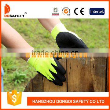 DDSAFETY 7 Gauge Fluorescence Yellow Acrylic Fiber Gloves Safety Gloves photo-2