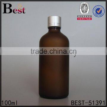 Cosmetic Frosted Fragrance Perfum100ml Amber Glass Bottle Aluminum Cap Essential Oil Empty 100ml Amber Glass Bottle Plastic Cap photo-3