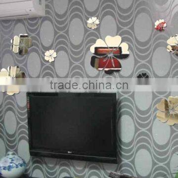 Latest Decorative Custom Wall Sticker , Sitting Room 3D Flower Mirror Wall Stickers photo-2