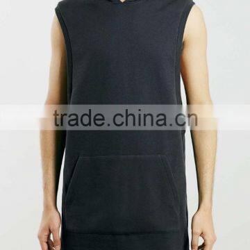 fashion men's longline sleeveless hoodie