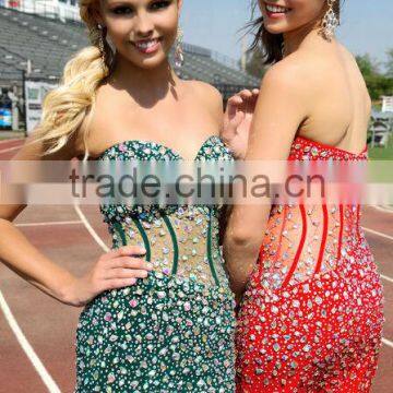 Sexy Bling Beaded Sweetheart Knee Length Cute Evening Dress photo-2