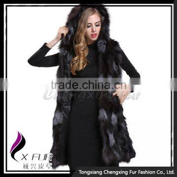 CX-G-B-174 Women Autumn Fashion Fox Fur Vest Woman Hoodies