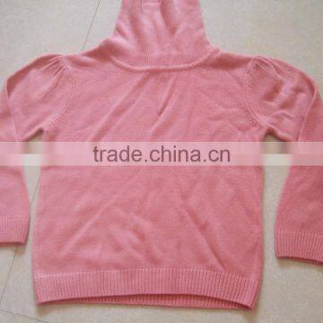 China latest fashion design children winter long sleeve wear high neck pink thick kids girl sweater (BKNK5282)