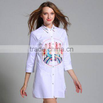 Zm50276b Europe Autumn Lady Clothing Fashion Lapel Pure Color Tops Blouse Women photo-4