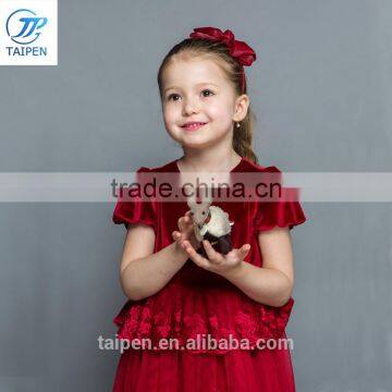 Girls Party Dress Coral Fleece Winter Dress Designs For Girl Of 10 Years Old Short Puff Sleeve Dress photo-3