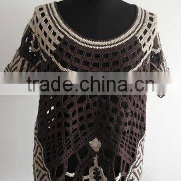 Fashion Ladies short sleeve hand crochet pullover sweater